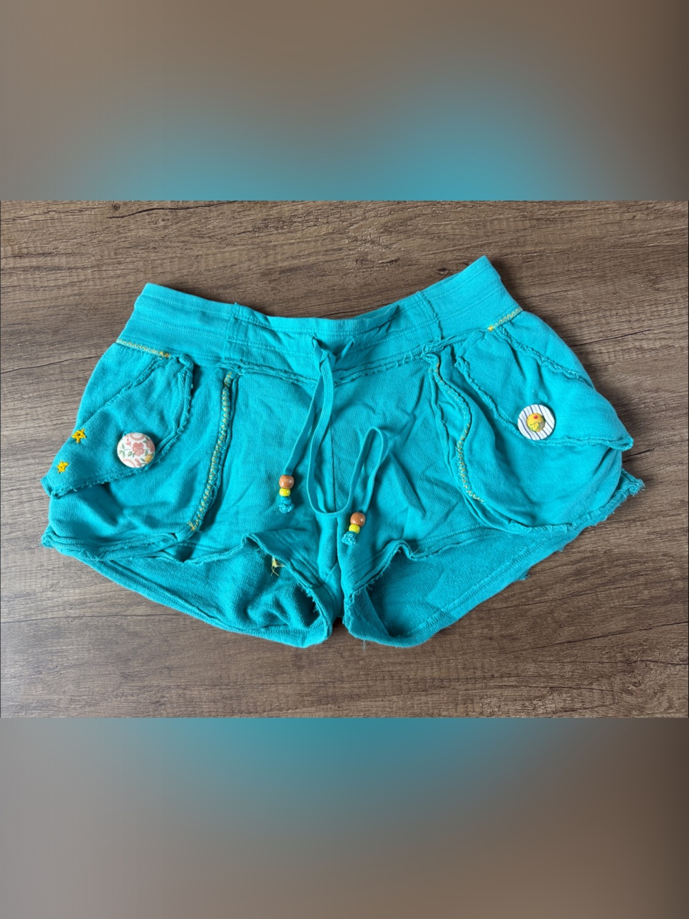 Scrapbook Teal Drawstring Pocket Shorts